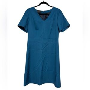 Pendleton 100%‎ Wool Peacock Blue Short Sleeve Office Structured Dress Size 8